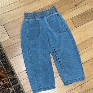 Pilcro anthropologie women’s Barrel Blue Jeans with Elastic Waistband